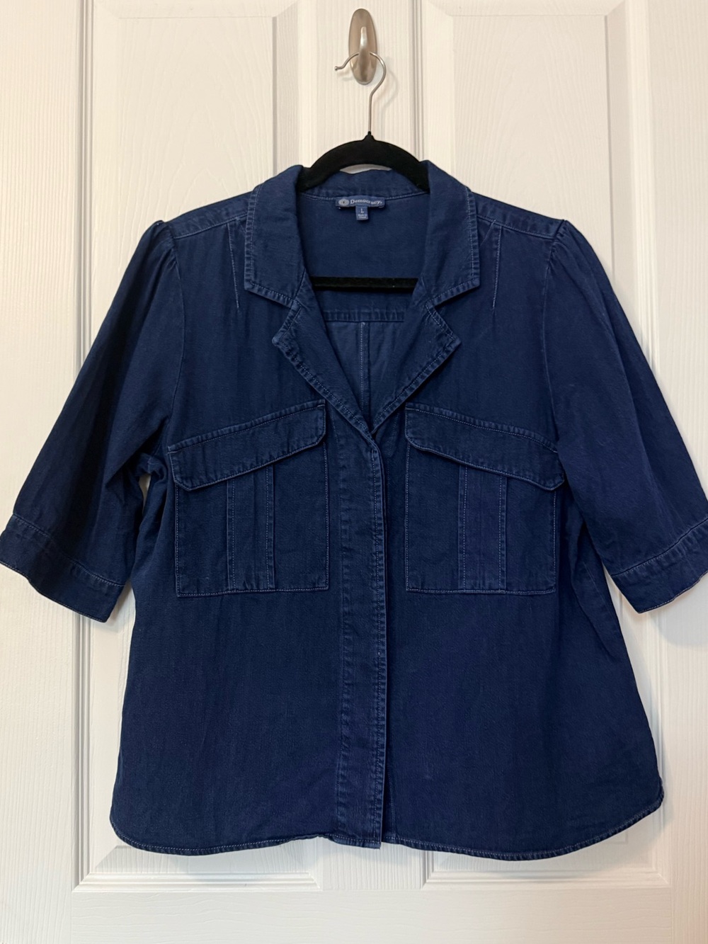 Democracy Navy Button-Front Utility Shirt